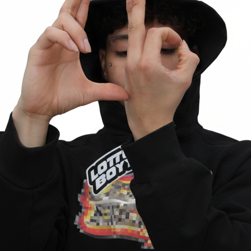 FIRE PIXEATED BOXY HOODIE