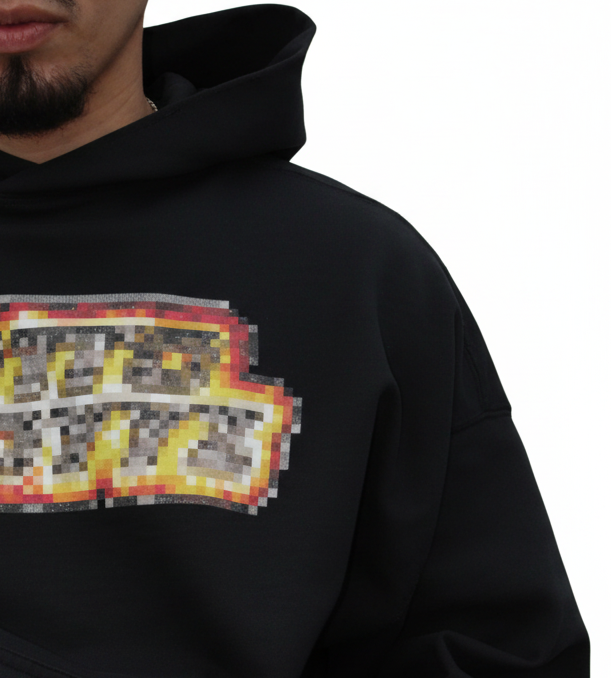 FIRE PIXEATED BOXY HOODIE