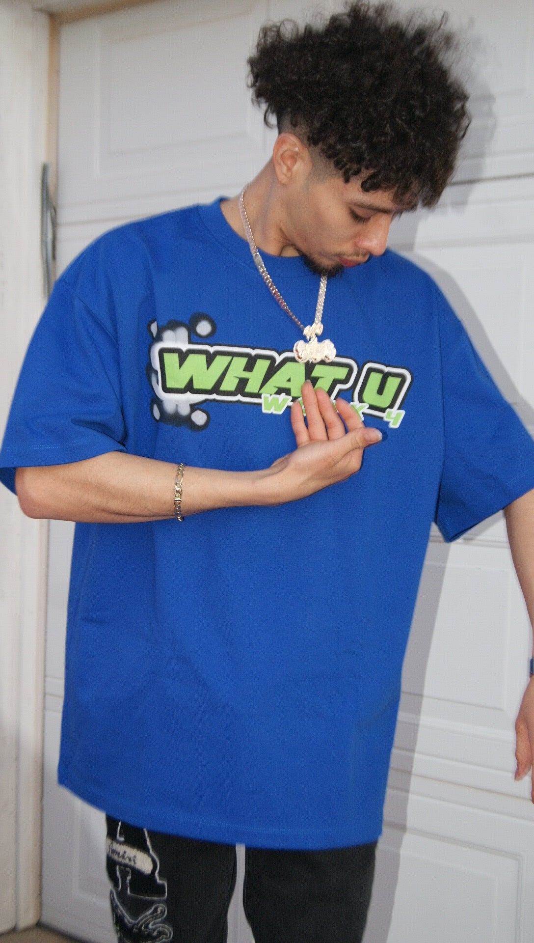 LB Blue ''what you work 4 '' oversized tee